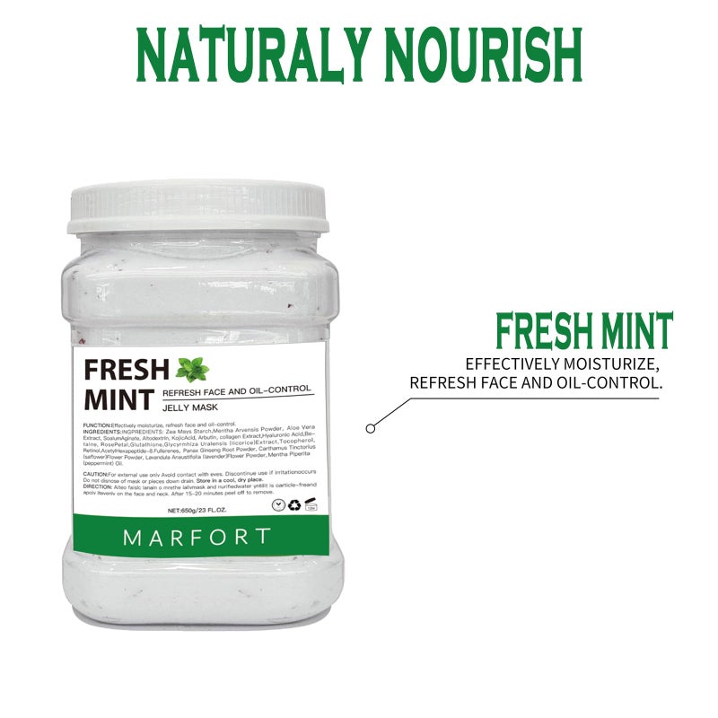 Marfort Jelly Mask for Facials Peel-Off Powder Hydrojelly Mask Peel Off Face Masks SkinCare Combination with Professional Skincare Spa Moisturizing & Hydrating 23 Fl Oz (Fresh Mint) - Image 3